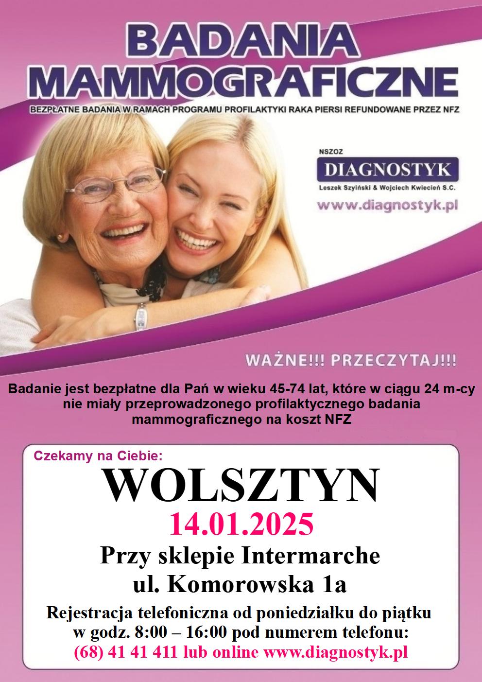 Badania mammograficzne-styczeń